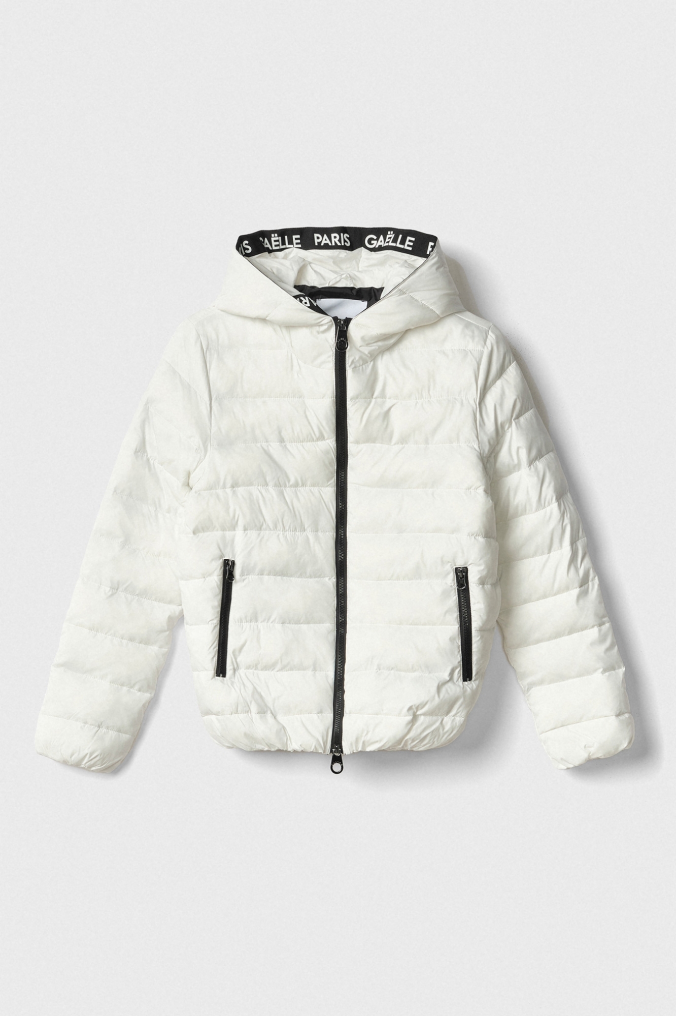 Piumino Manica Lunga Con Cappuccio • Bianco