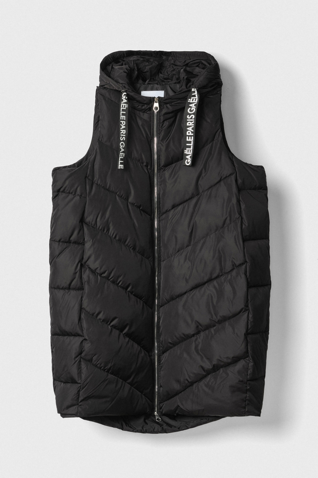 Piumino Lungo Smanicato Con Cappuccio • Nero