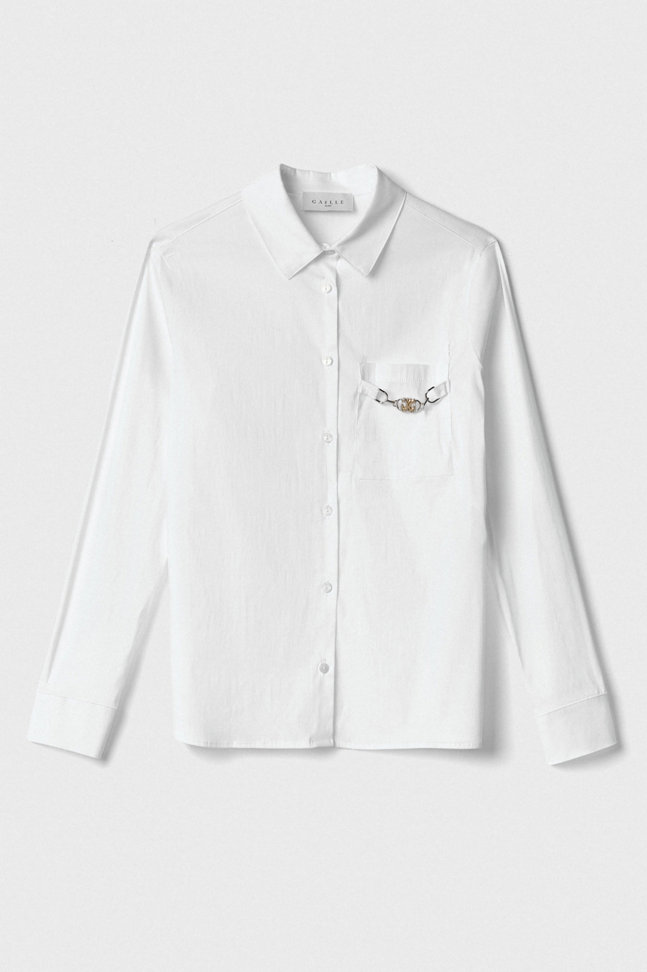 Camicia Manica Lunga Con Applicazione Morsetto • Off White