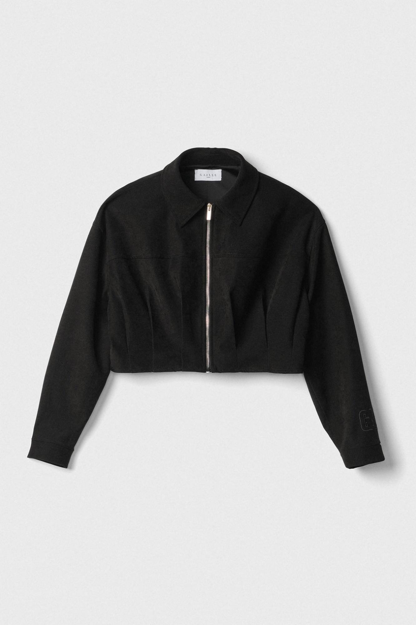 Giubbino All Zip Corto Con Pieghe Sul Fondo • Nero