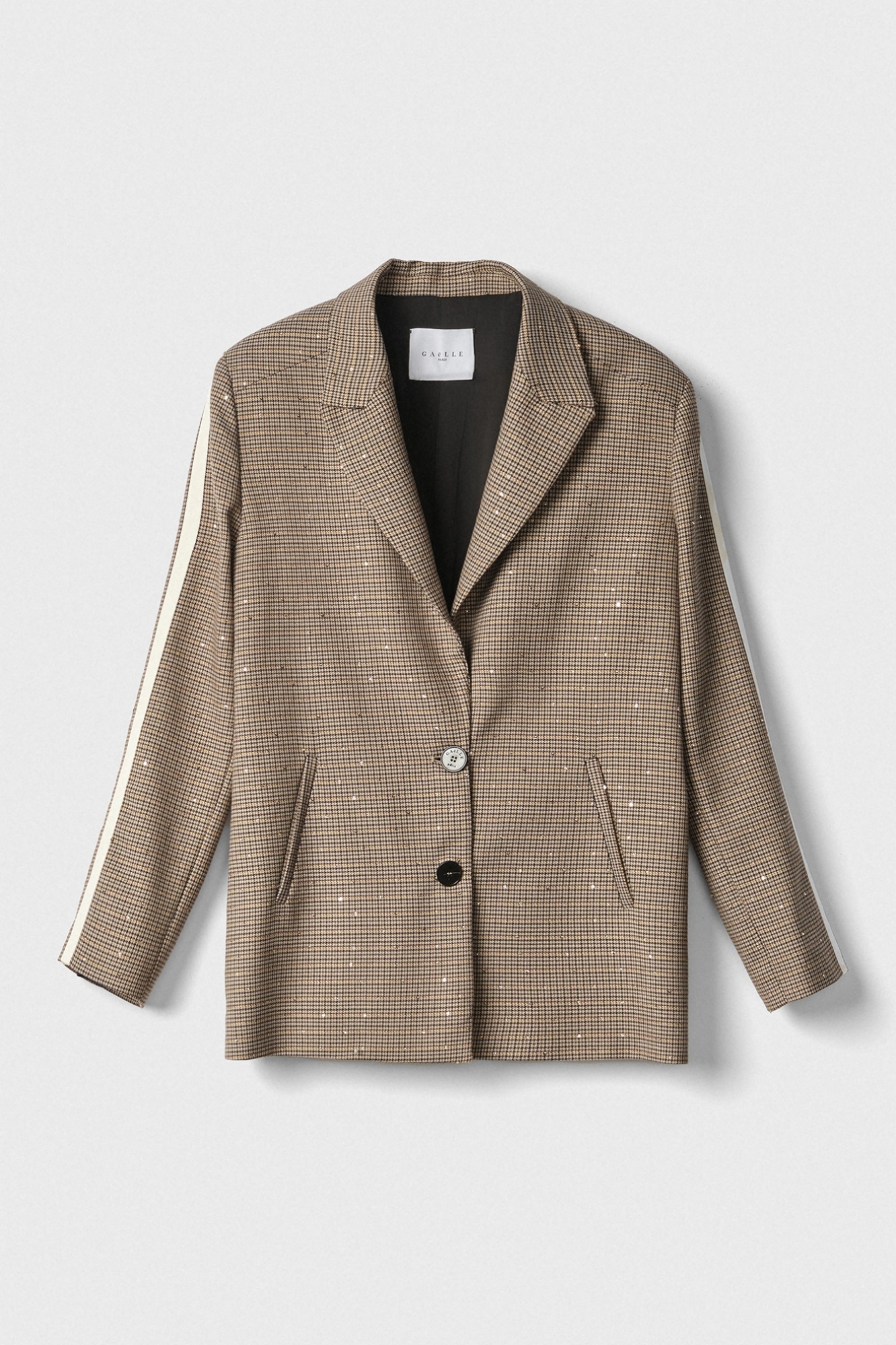 Giacca Monopetto Con Tasche A Filetto E Bande Laterali • Cammello