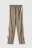 Pantalone Dritto Morbido Con Laccetti In Vita E Bande Laterali • Cammello