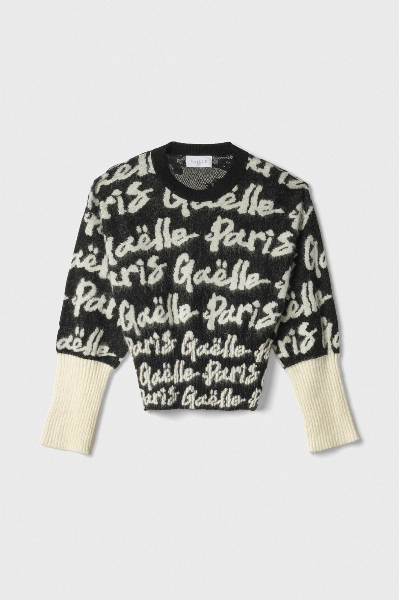 Pullover Cropped In Maglieria • Nero Offwhite