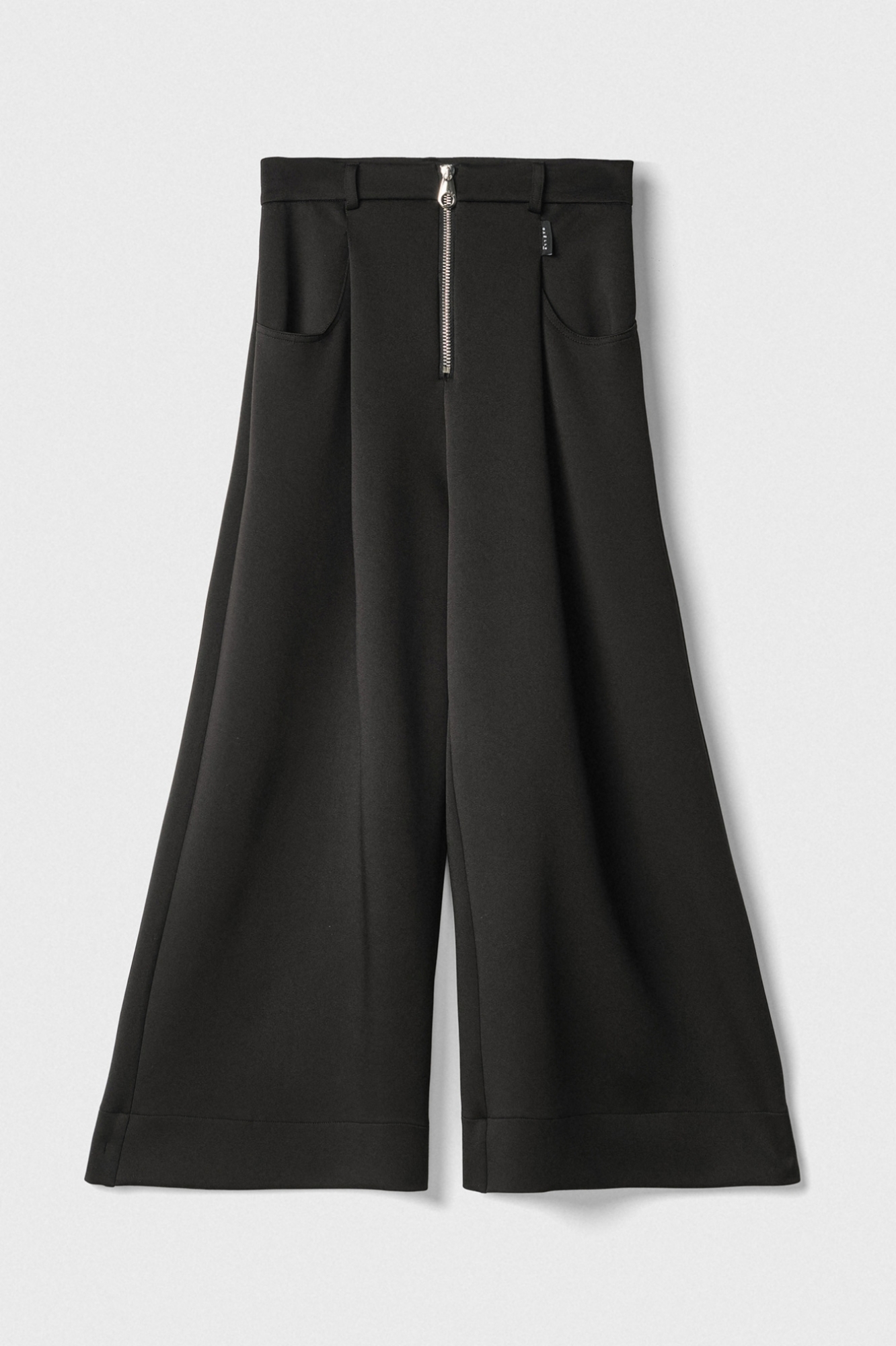 Pantalone Largo Con Chiusura Frontale • Nero