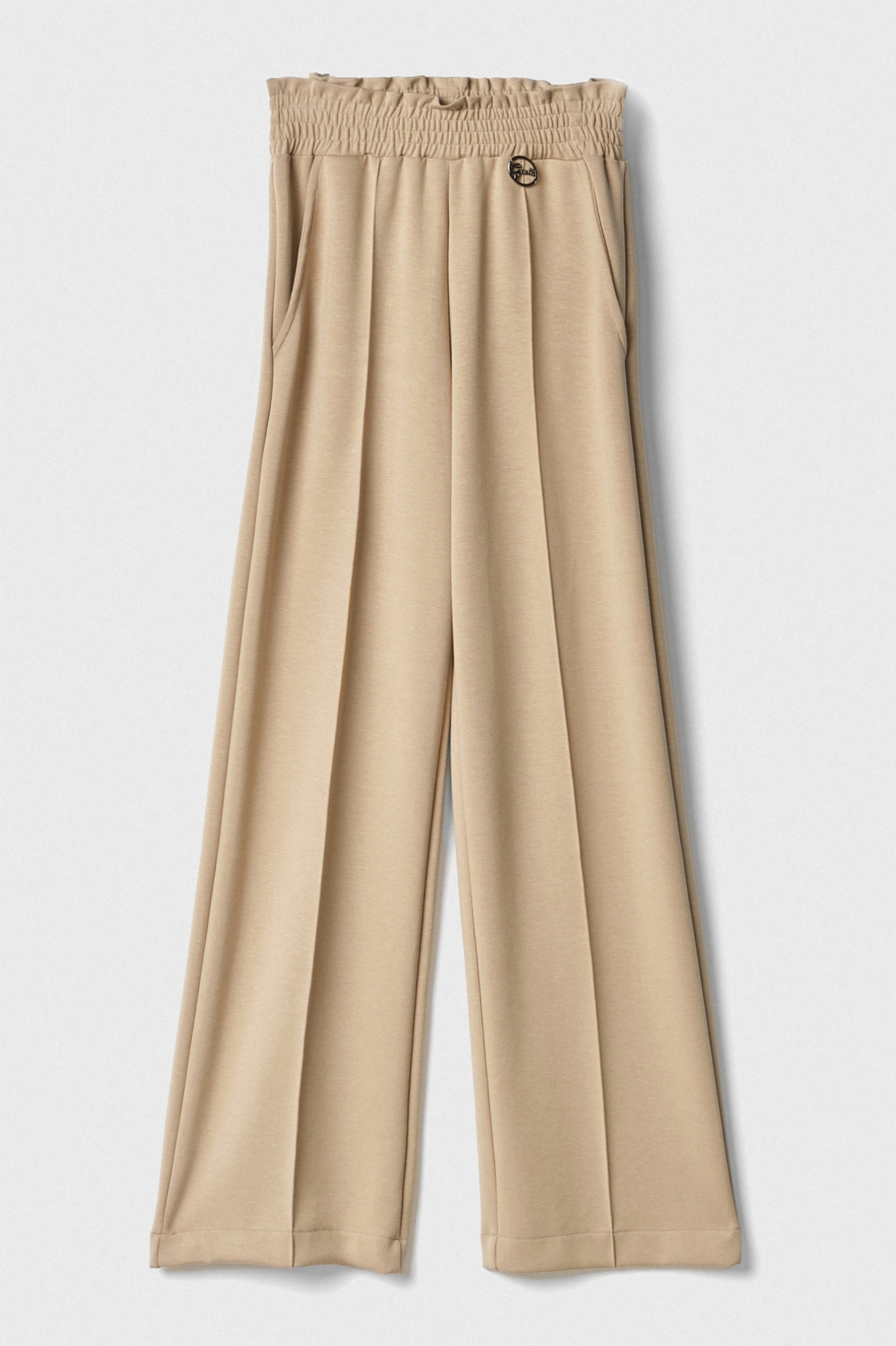 Pantalone Dritto A Vita Alta Con Punto Smock • Cammello