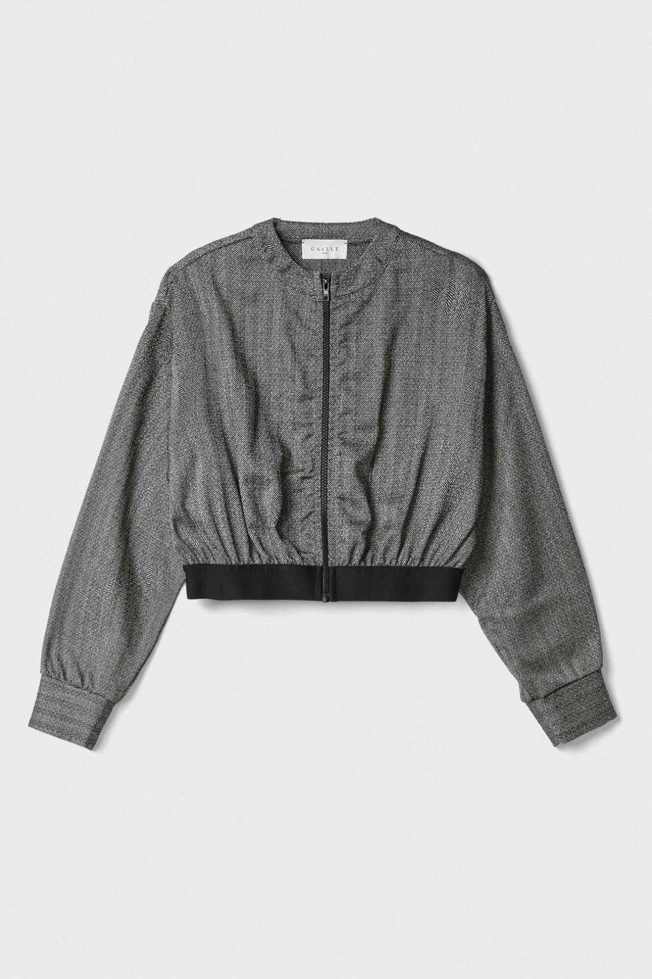 Giubbino Full Zip Con Elastico Sul Fondo • Nero