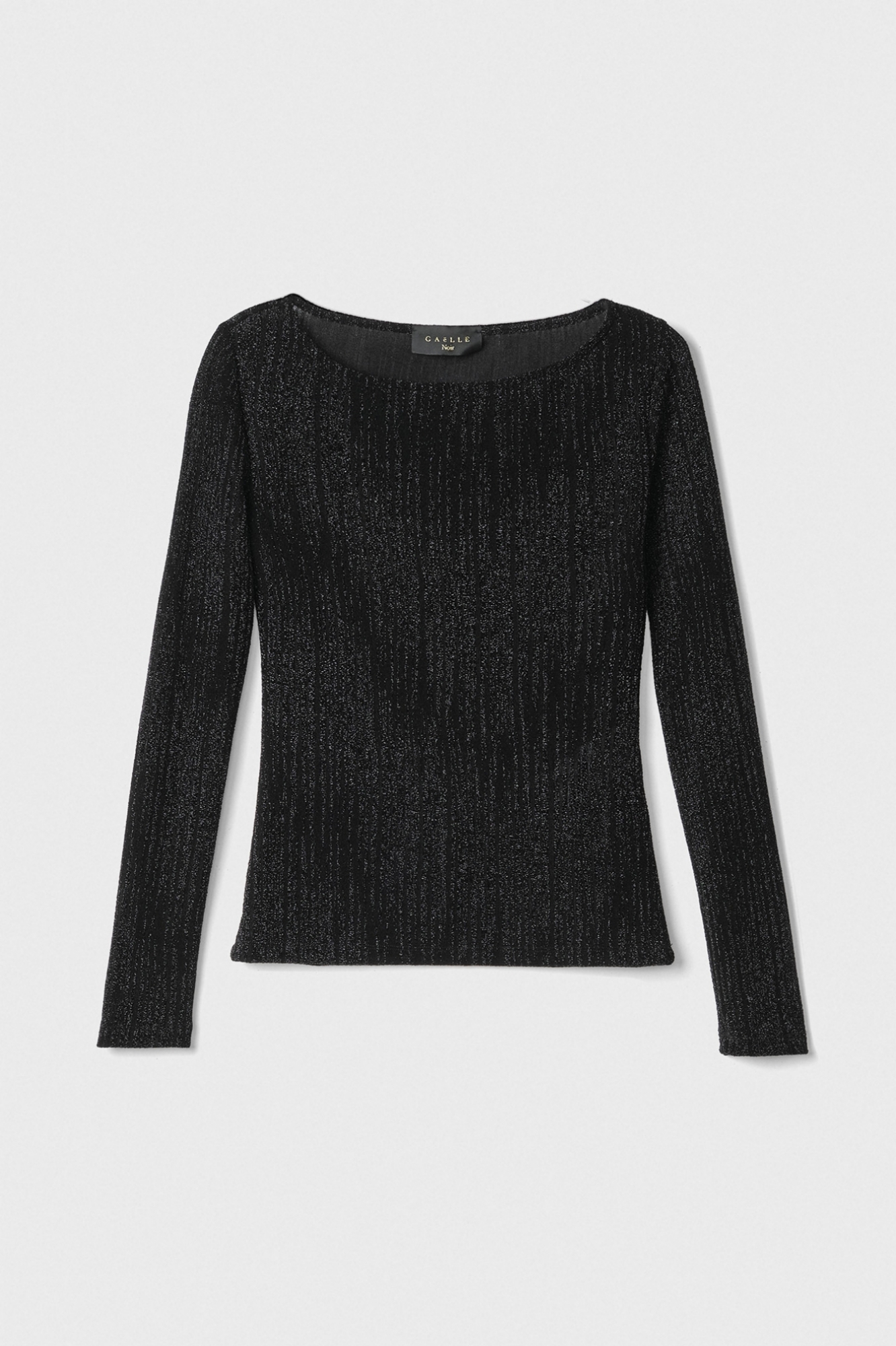 Top Manca Lunga In Maglia Fluida Lavorata Lurex • Nero