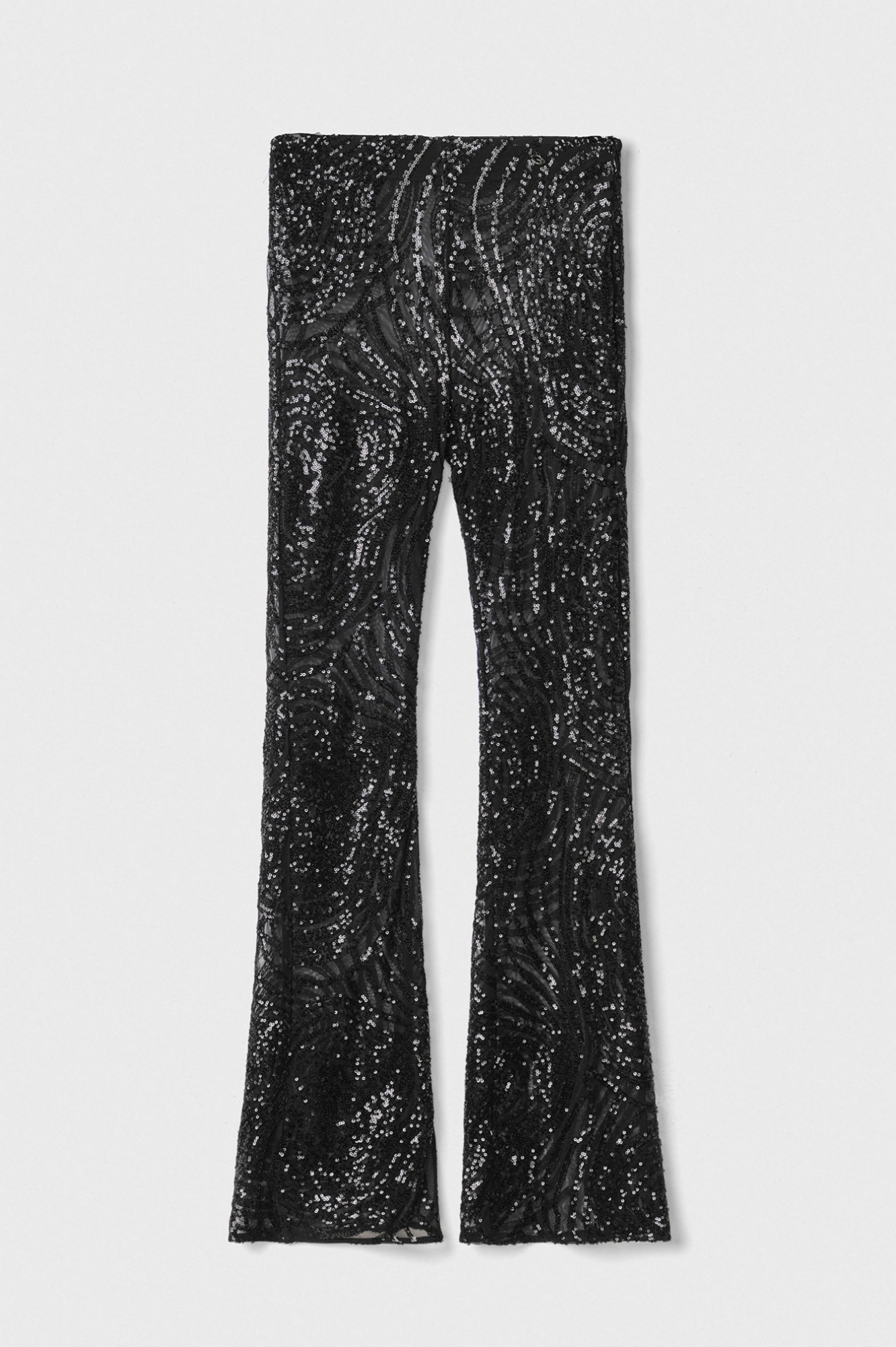 Leggings A Trombetta In Tulle Lavorato • Nero