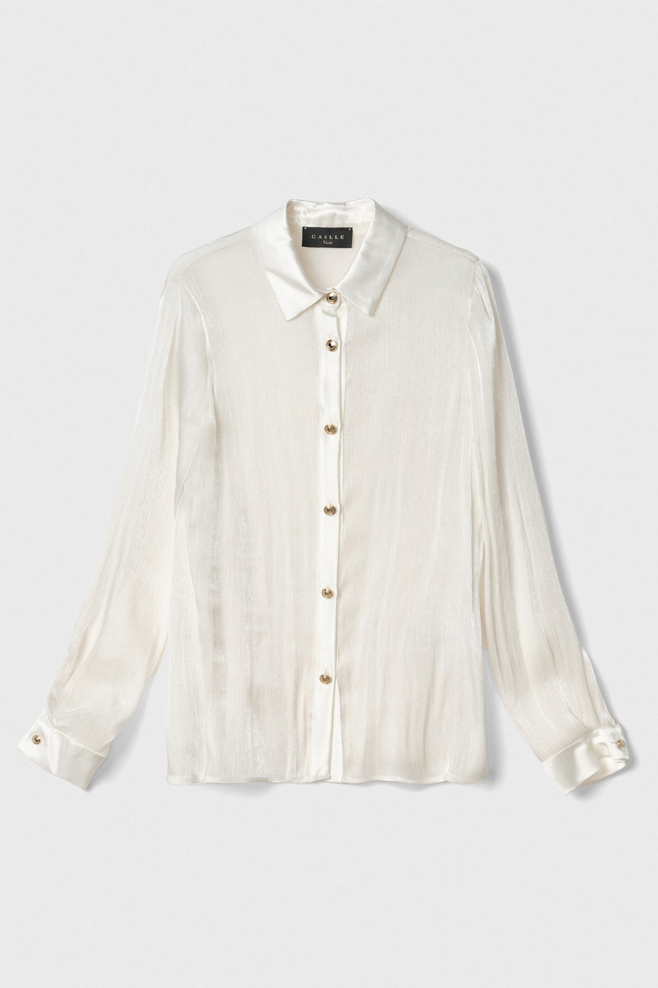 Camicia Regular Con Bottoni Logati Oro In Georgette • Panna