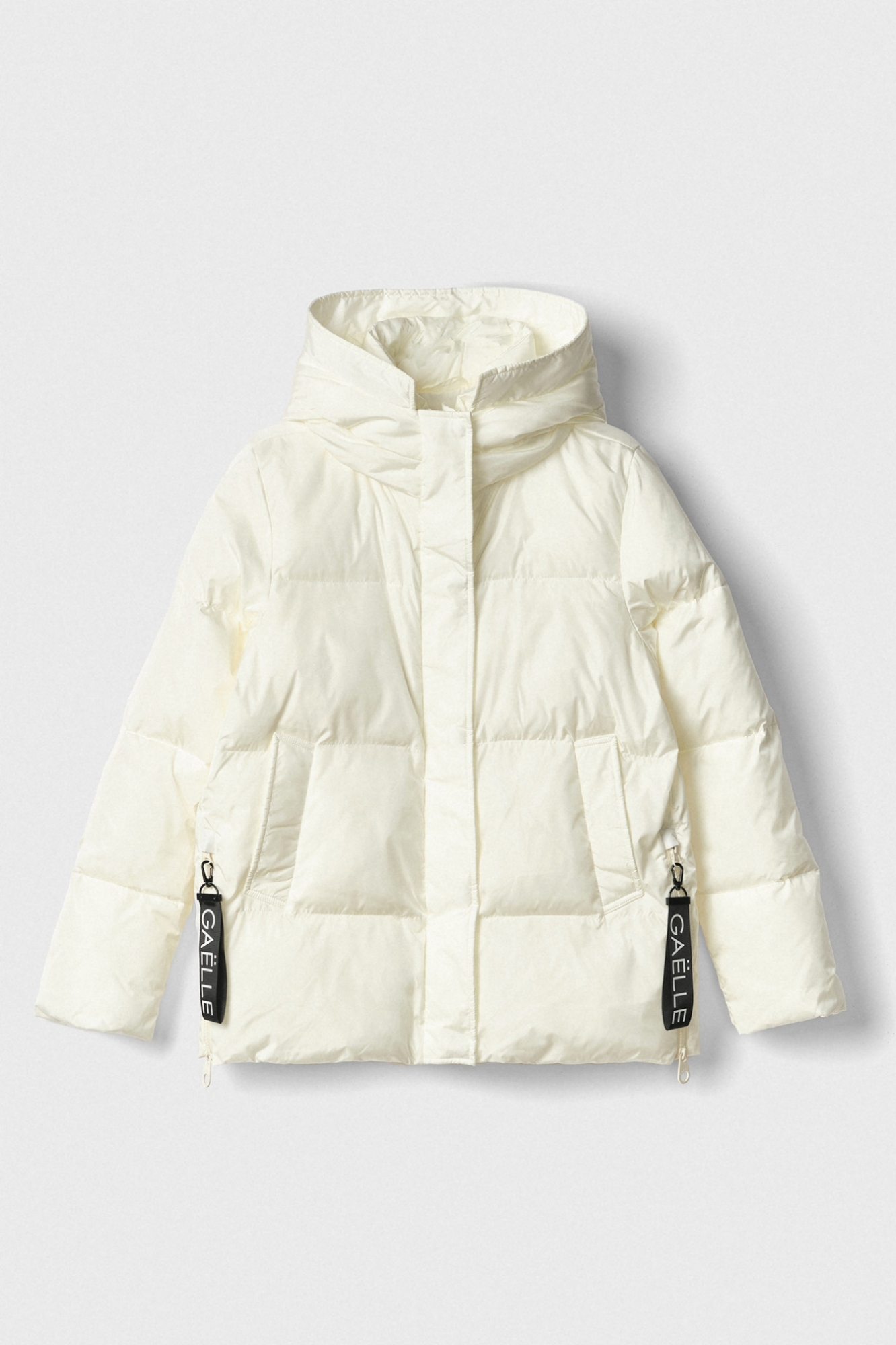 Piumino Manica Lunga Con Tirazip Logato • Bianco