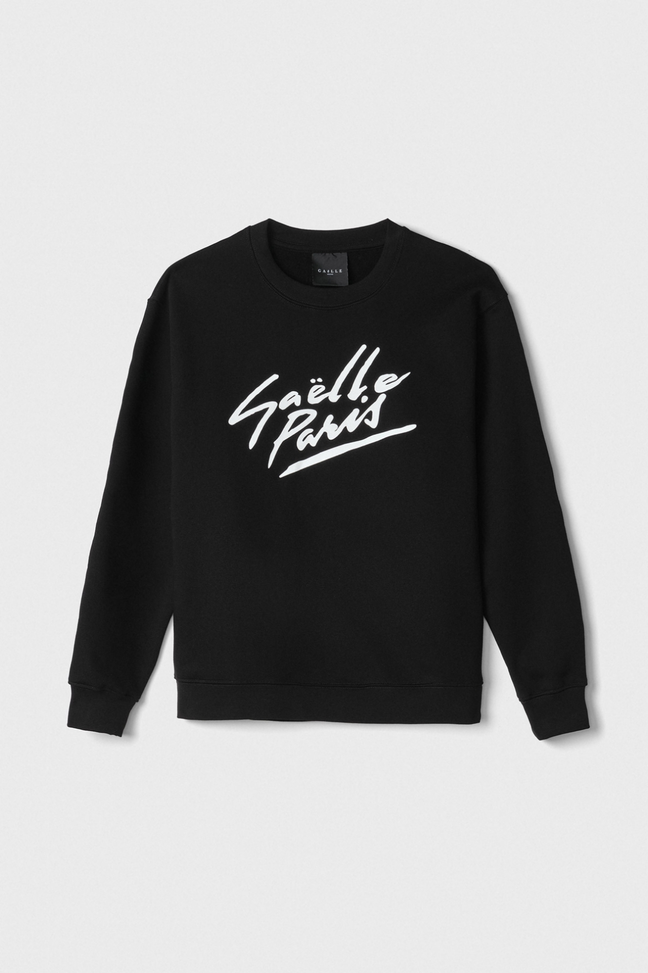 Felpa Girocollo Manica Lunga E Stampa • Nero