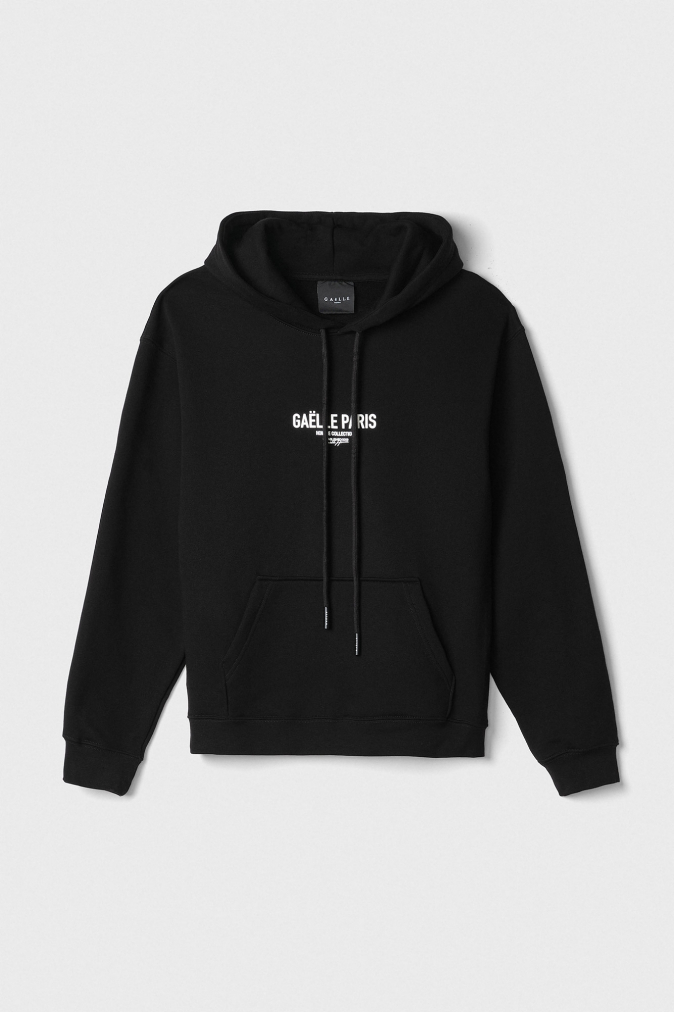 Felpa Cappuccio Con Marsupio Manica Lunga Con Stampa • Nero