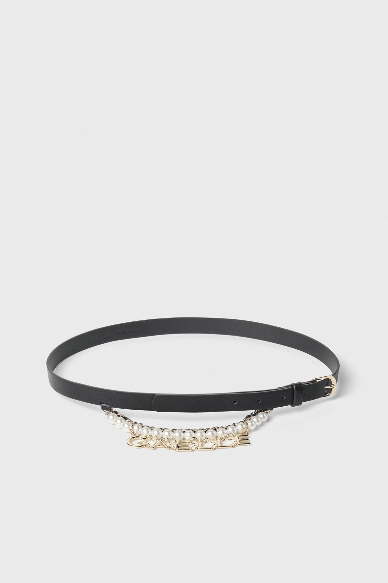Mini Cintura Con Perle E Pendente Logo Gaellle Oro • Nero
