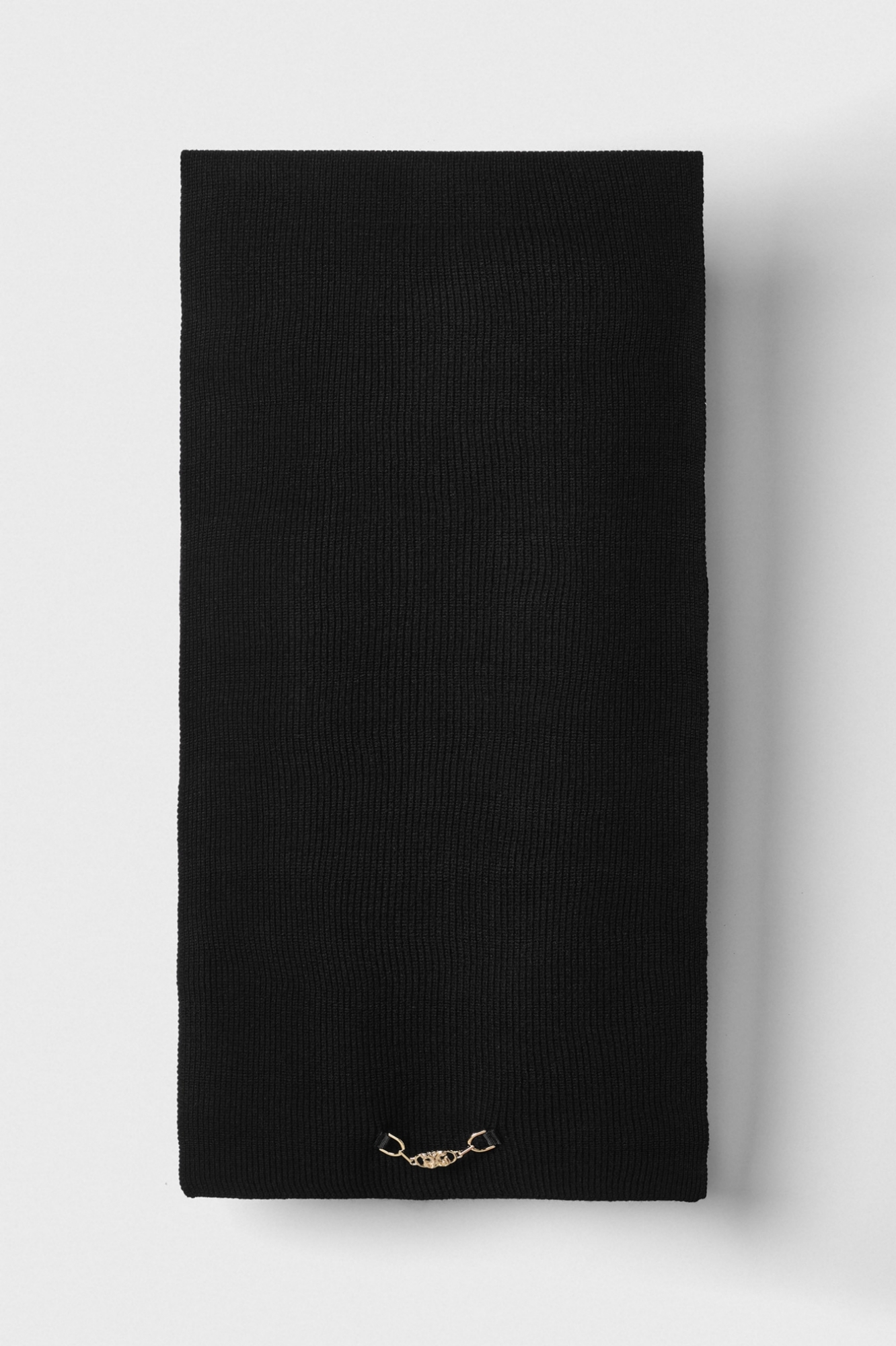 Sciarpa In Maglieria Con Personalizzazione Morsetto Oro • Nero
