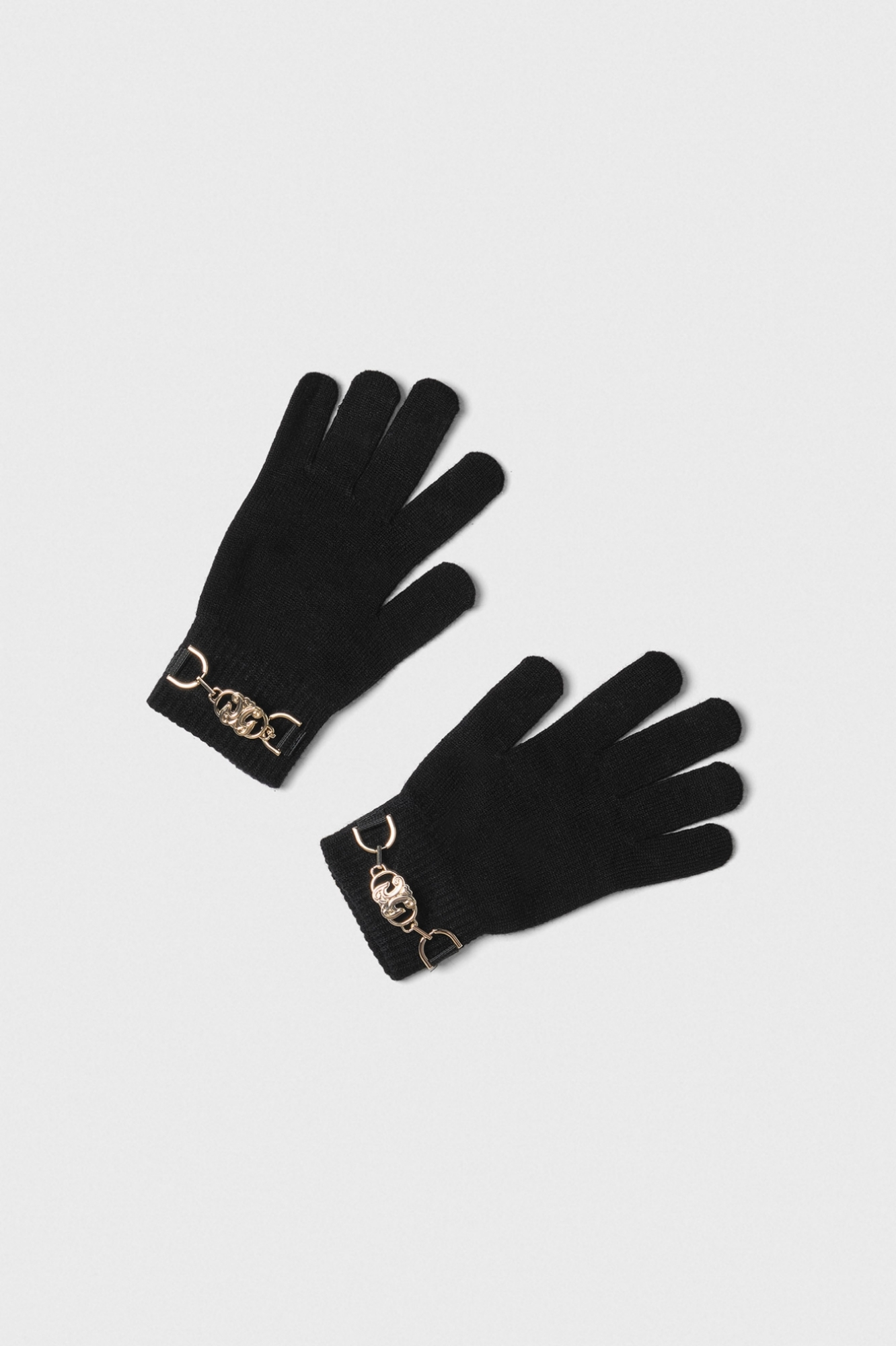 Guanto In Maglieria Con Morsetto Oro • Nero