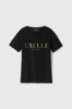 Immagine di T-Shirt Paricollo Mezza Manica Con Personalizzazione Strass /Borchie Termo • Nero