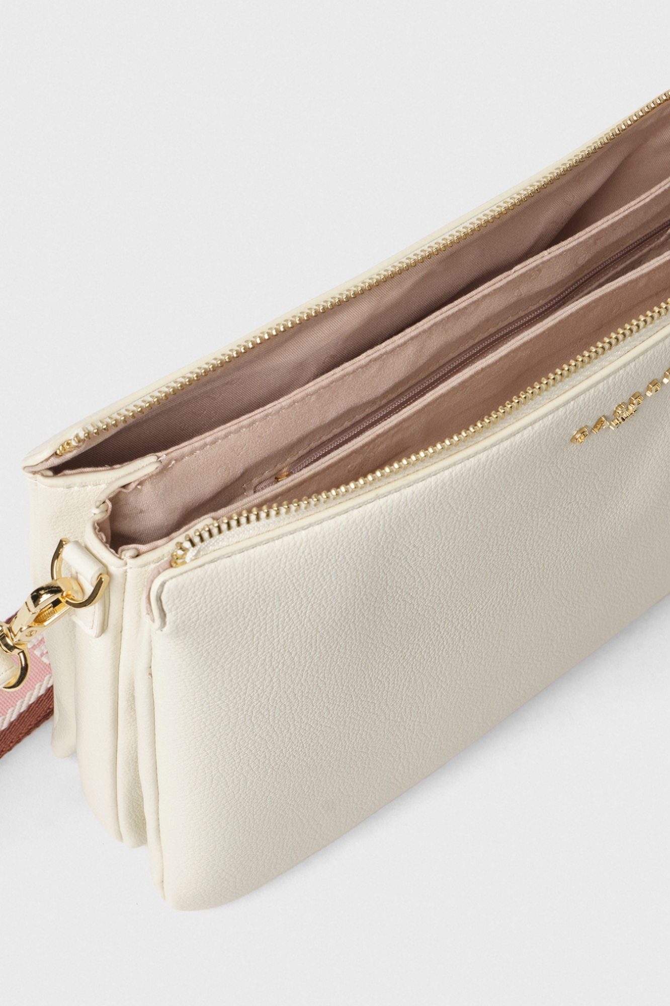 Regular Pochette Tracolla Logata Oro • Burro