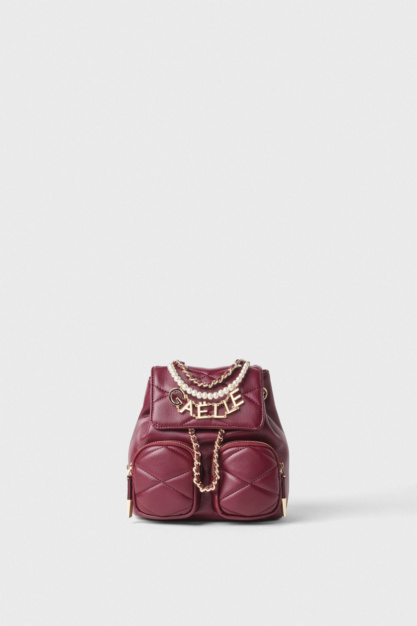 Mini Back Pack Matelassè Con Perle E Charms Gaelle • Mosto