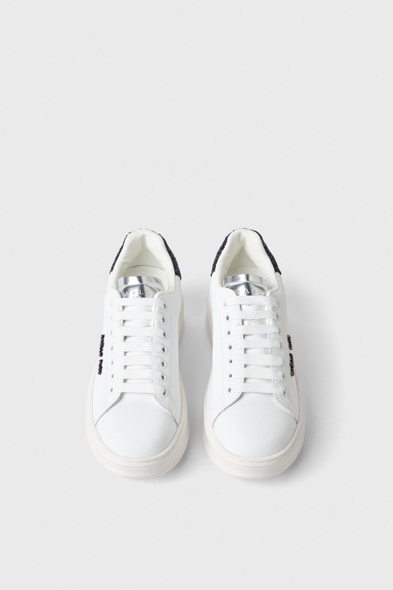 Immagine di Sneakers Addict In Action Leather Con Back Part In Glitter • Bianco