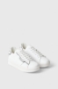 Sneakers Addict In Action Leather Con Piping • Bianco