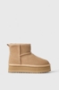 Eskimo Boot Alto In Suede Con Ecofur • Beige Cammello