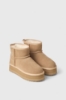 Eskimo Boot Alto In Suede Con Ecofur • Beige Cammello