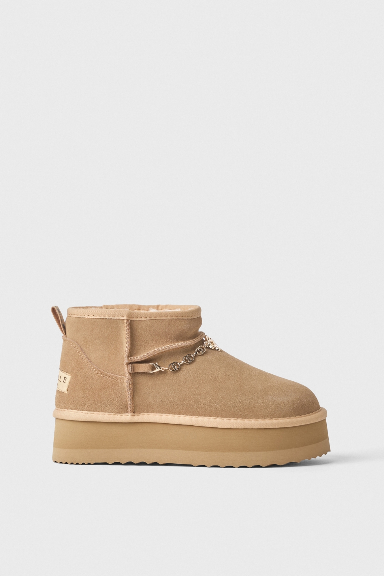 Eskimo Boots Basso In Suede E Eco Fur Con Metal Logo • Cammello