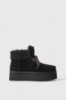 Immagine di Eskimo Boots Basso In Suede Con Ecofur E Gros Stampato Sul Retro • Nero