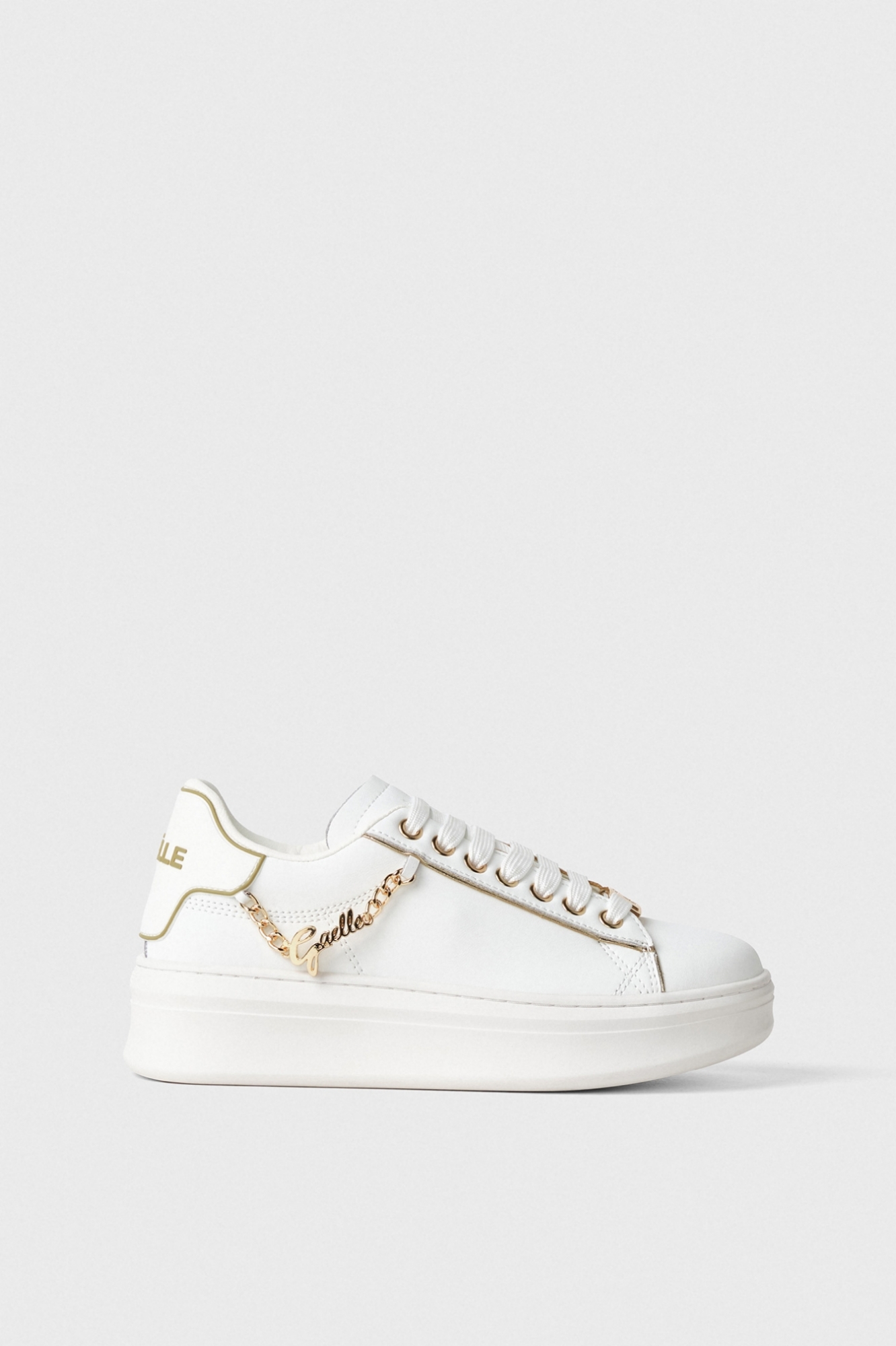 Sneakers Addict In Action Leather Con Logo Su Catena Laterale • Bianco