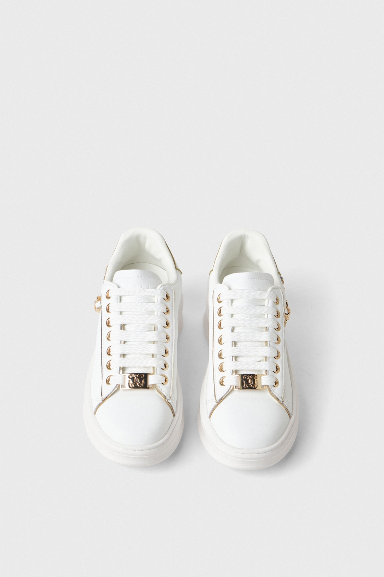 Sneakers Addict In Action Leather Con Logo Su Catena Laterale • Bianco