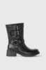 Ankle Boots Con Fibbielogate E Stampa Embossed Sul Cinturino • Nero