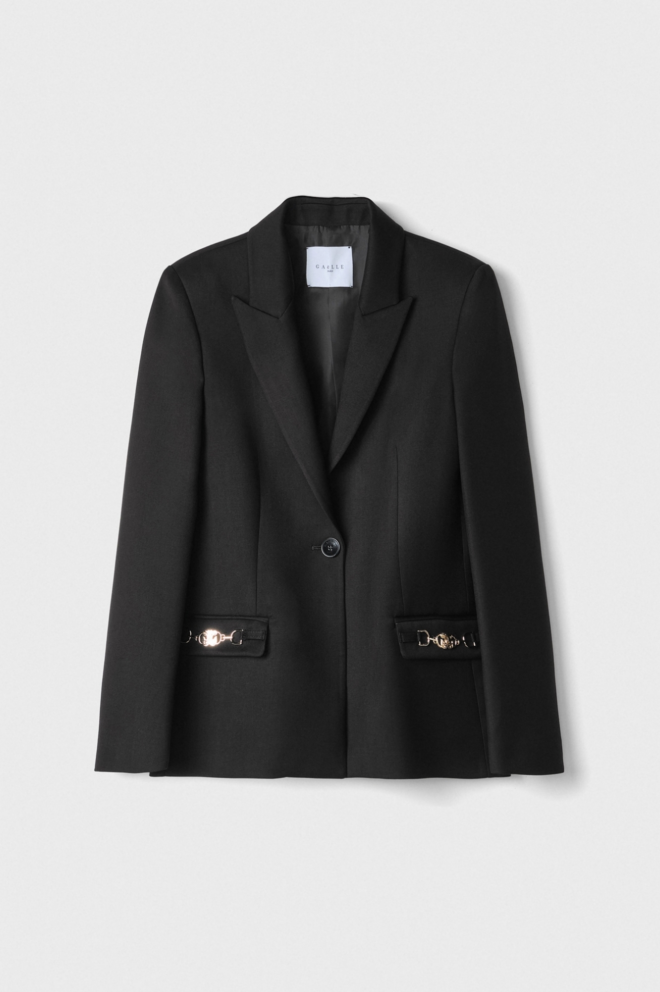 Giacca Monopetto Regular In Twill Con Morsetti • Nero