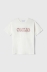 T-Shirt Girocollo Manica Corta Con Ricamo • Off White