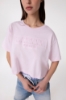 T-Shirt Crop Paricollo Mezza Manica • Rosa