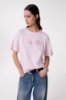 T-Shirt Paricollo Mezza Manica Con Ricamo • Rosa