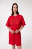 Abito Corto Paricollo Mezza Manica Con Ricamo Traforato • Rosso