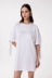 Abito Corto Paricollo Con Dettaglio Nodo Alla Manica • Bianco