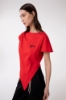 T-Shirt Asimmetrica Con Ricamo Lato Cuore • Rosso
