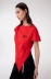 T-Shirt Asimmetrica Con Ricamo Lato Cuore • Rosso