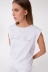 T-Shirt Paricollo In Jersey Con Risvolto E Arricciature Sul Fianco • Bianco