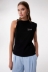 T-Shirt Smanicata Con Dettaglio Sul Davanti E Logo Strass Lato Cuore • Nero