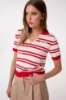 Polo In Maglia A Righe • Rosso