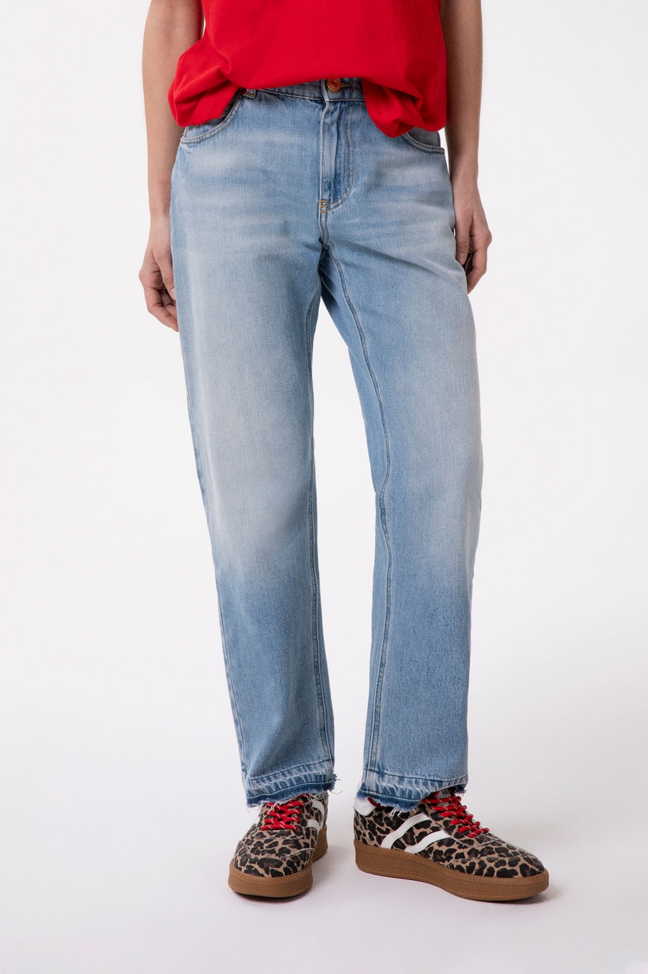 PANTALONE IN DENIM SLIM FIT CON MORSETTI LATERALI
