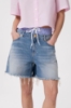 Short In Denim Con Doppia Vita In Popeline Rigato • Blu