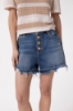 Short In Denim Con Morsetto Logato Sul Retro Tasca • Blu