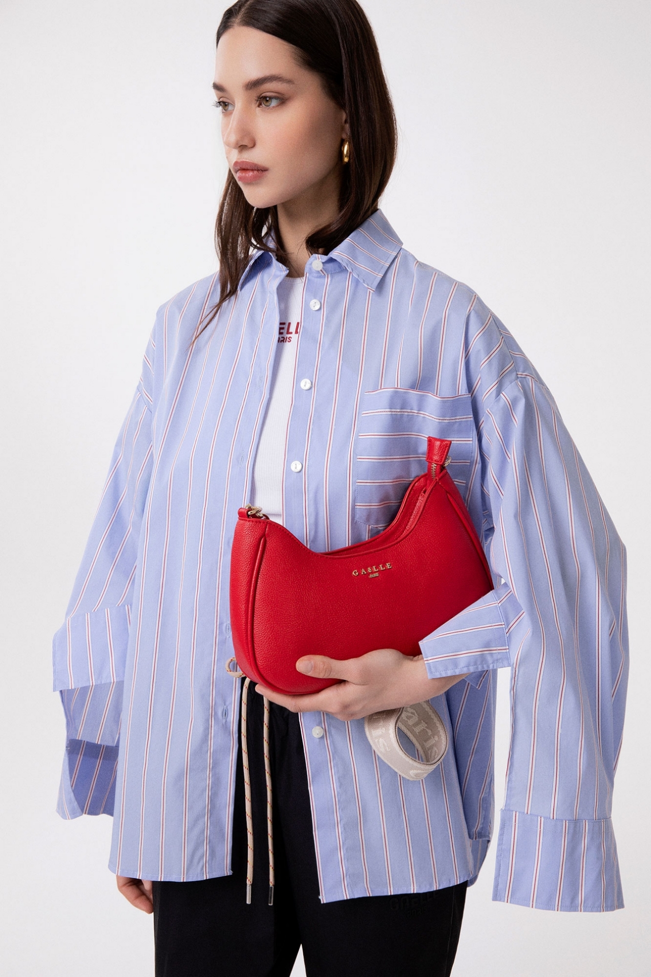 Regular Moon Bag Con Tracolla Jacquard • Rosso