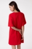 Abito Corto Paricollo Mezza Manica Con Ricamo Traforato • Rosso