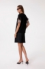 T-Shirt Paricollo Mezza Manica Con Dettaglio Manica In Raso • Nero