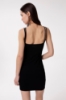 Abito Corto In Costina Con Spalline Sottili Logo Sul Retro • Nero