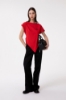 T-Shirt Asimmetrica Con Ricamo Lato Cuore • Rosso